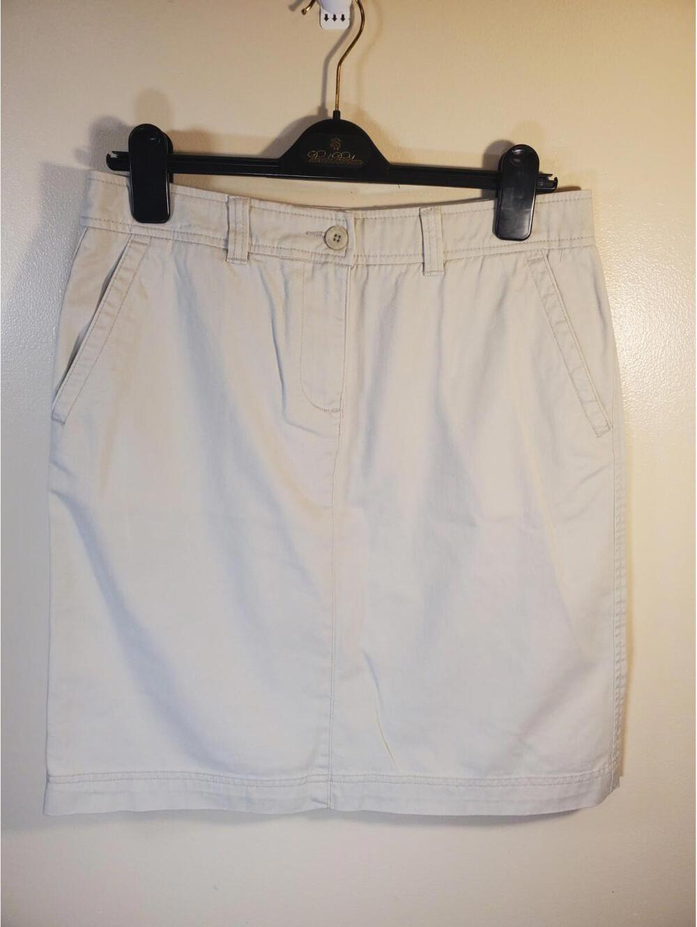 LL Bean Skirt Womens 8 Beige Straight Pencil Twill Casual Preppy Outdoor